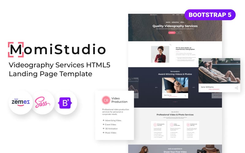 momistudio videography services html landing page template original