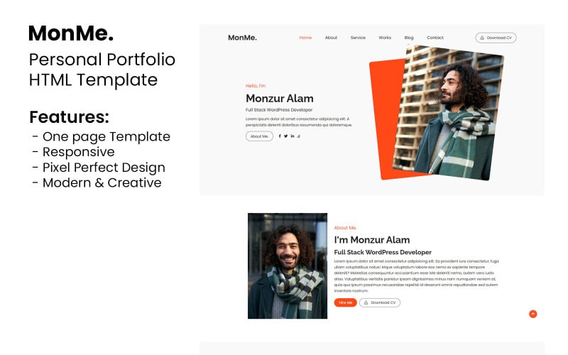 monme personal portfolio html template original
