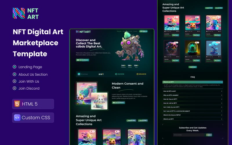 monster nft nft marketplace html landing page template original