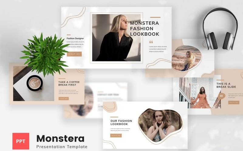 monstera fashion lookbook powerpoint template original