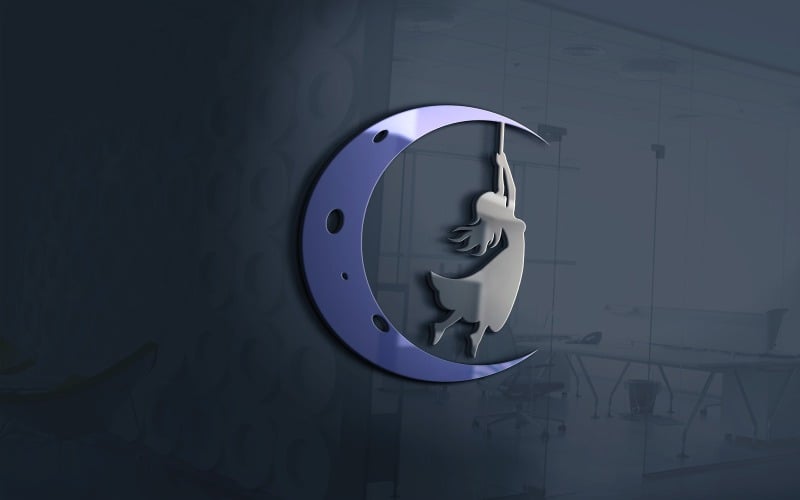 moon girl logo template vector file original