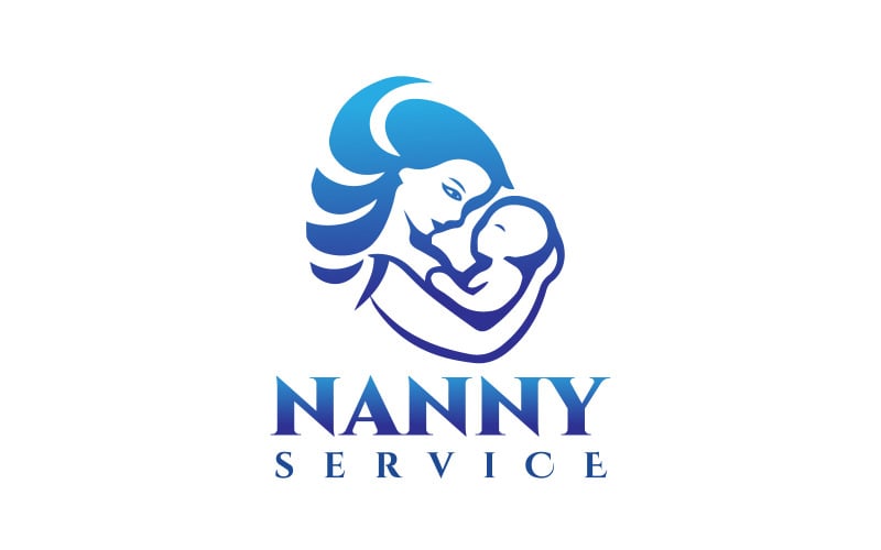 mother baby care nanny service logo design kids love original