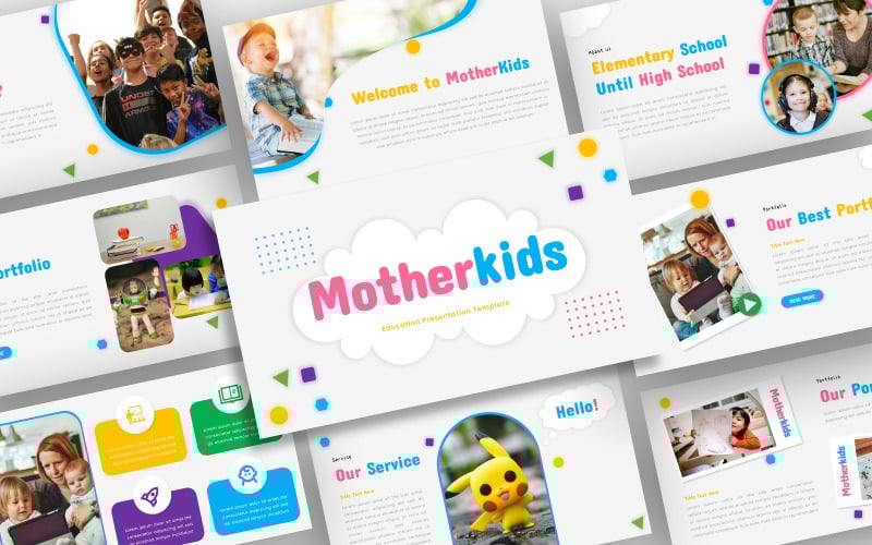 motherkids education powerpoint template original