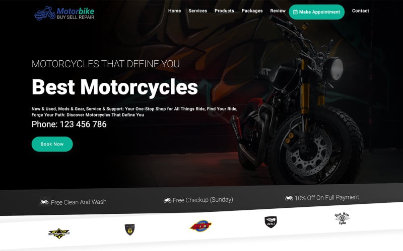 motorbike dealer amp services responsive clean landing page template original