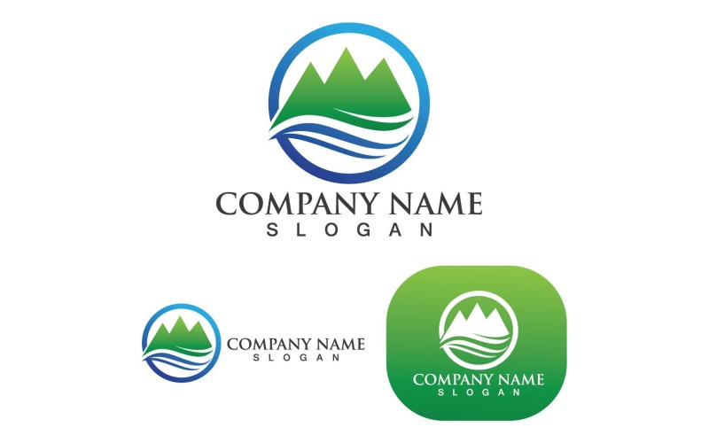 mountain and sun logo and symbol v original