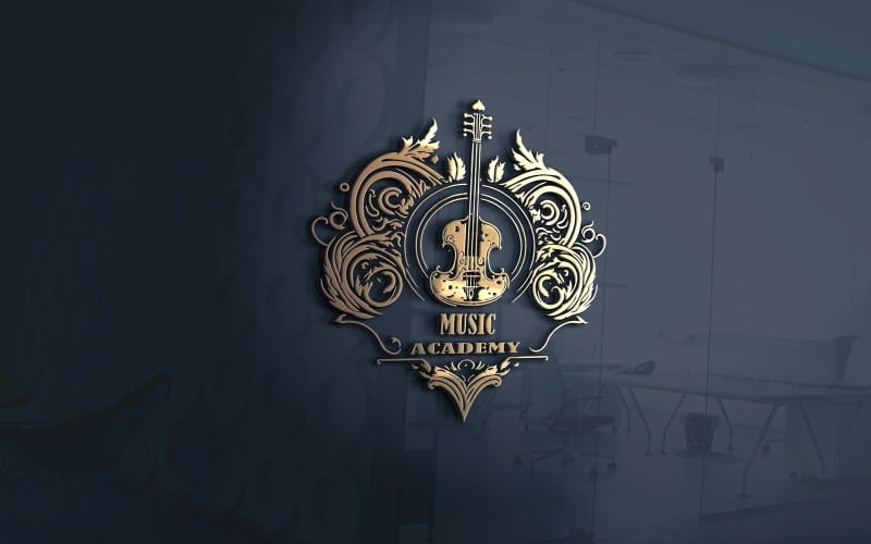 music academy with a guitar logo vector file original
