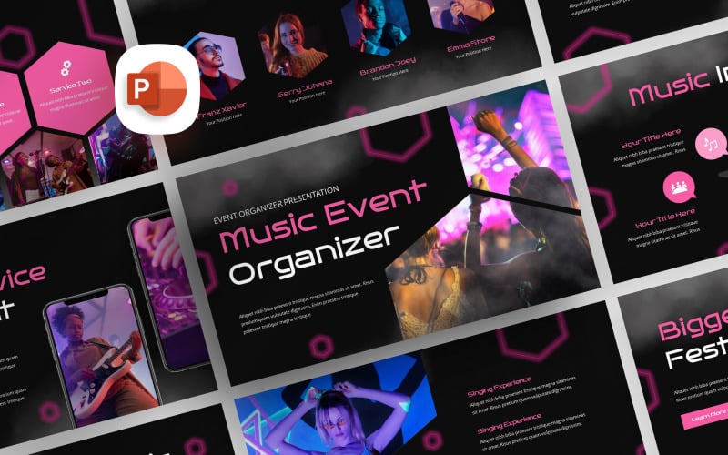 music event organizer powerpoint template original