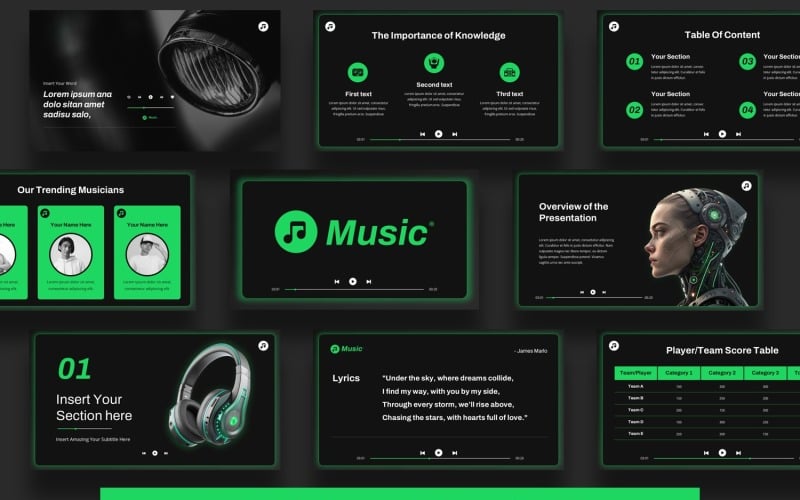 music powerpoint presentation template original