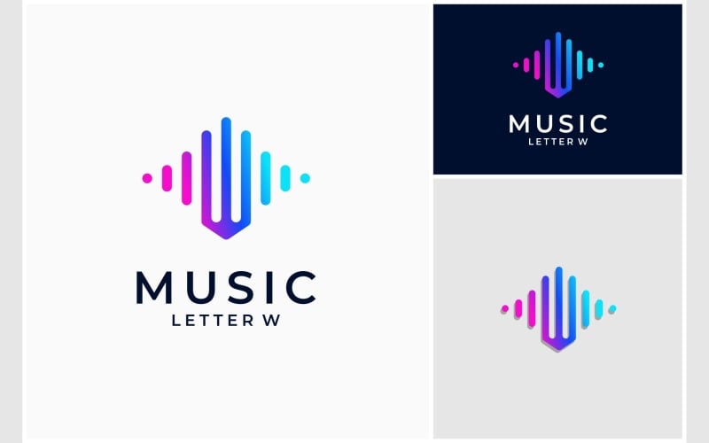 music soundwave letter w logo original