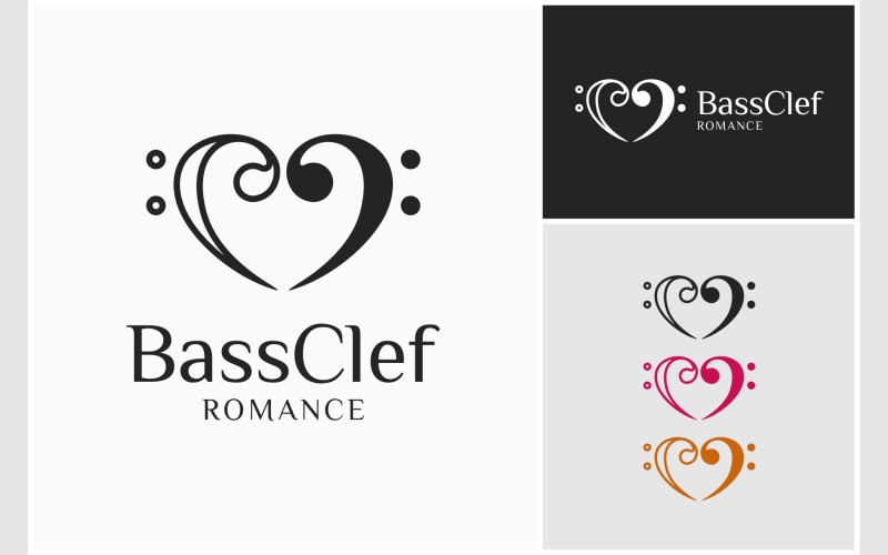musical bass clef love romance logo original