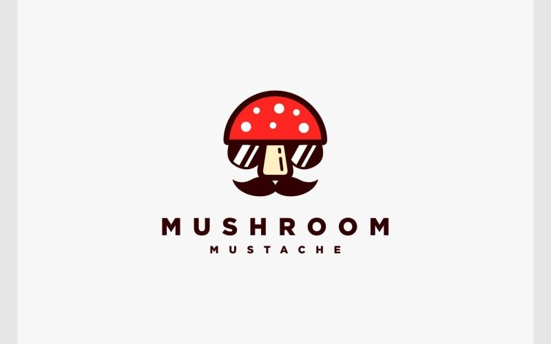 mustache mushroom mascot logo original