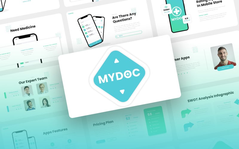 mydoc healthcare consultant mobile app amp saas powerpoint template original