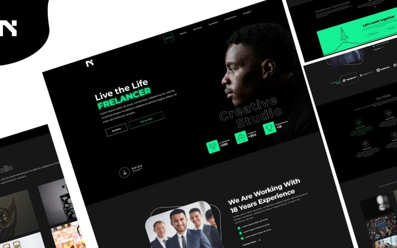 n creative studio modern landing page website template original