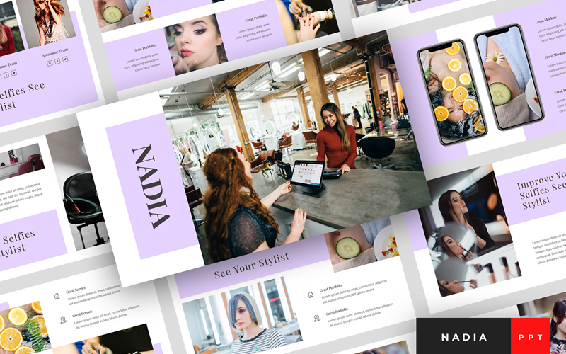 nadia hair salon presentation powerpoint template original