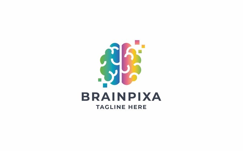 nano brain pixel logo template original