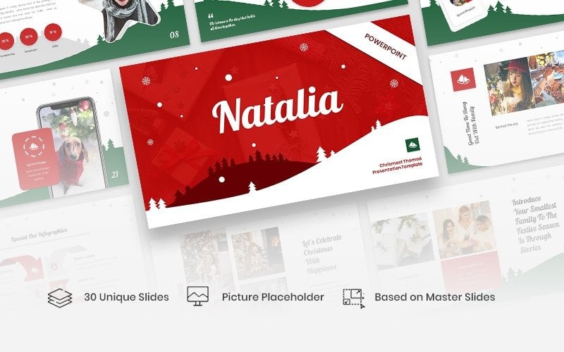 natalia christmas themed powerpoint template original