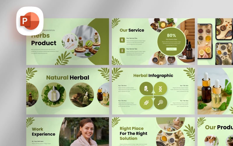 natural herbs product powerpoint template original