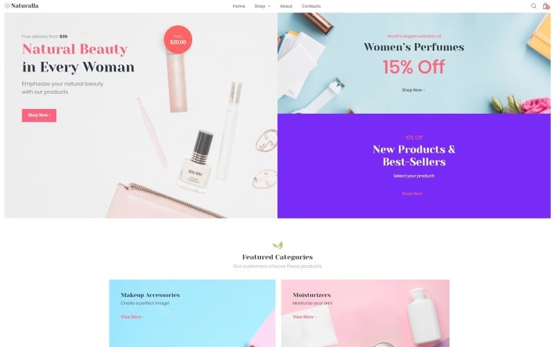 naturalla cosmetics ecommerce modern elementor woocommerce theme original