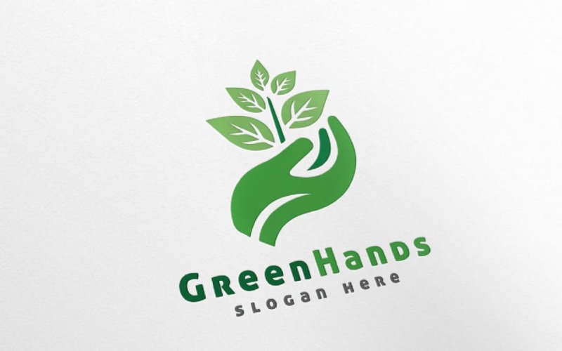 nature green hands logo template original