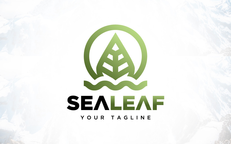 nature sea water leaf and sun logo design original