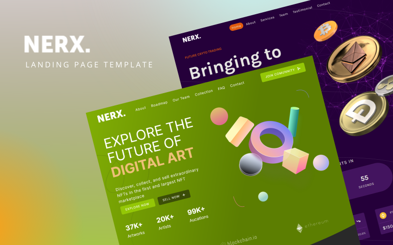 nerx multipurpose cryptocurrency amp nft bootstrap landing page template original