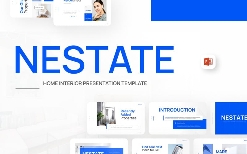 nestate home interior clean powerpoint template original
