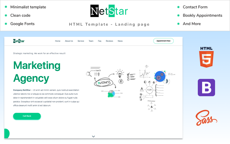 netstar marketing agency landing page html template original
