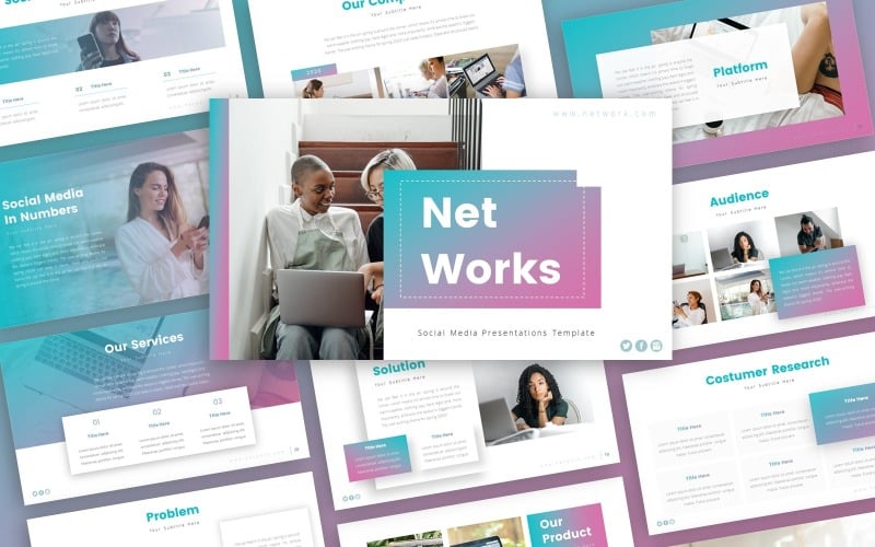 networks social media presentation powerpoint template original