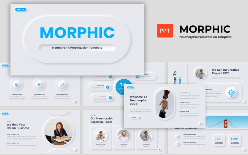 neumorphic business presentation powerpoint template original
