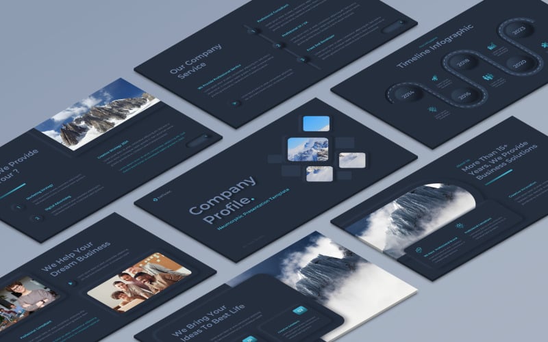 neumorphic company profile powerpoint presentation template vol original