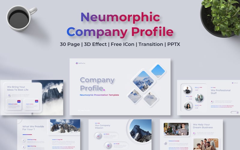 neumorphic company profile powerpoint vol original