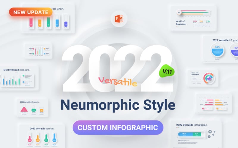 neumorphic multipurpose presentation modern design powerpoint template original