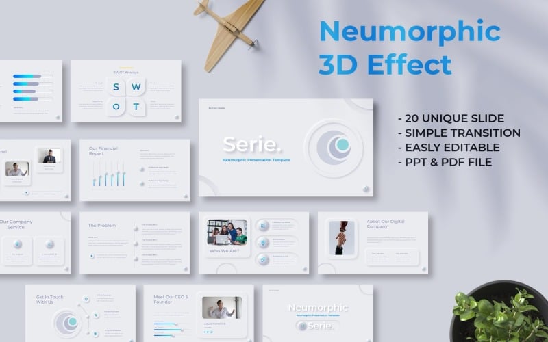 neumorphic powerpoint presentation template vol original