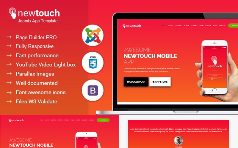 newtouch app landing technology joomla template original