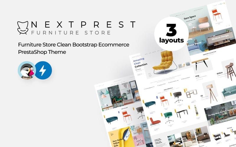 nextprest furniture store clean bootstrap ecommerce prestashop theme original