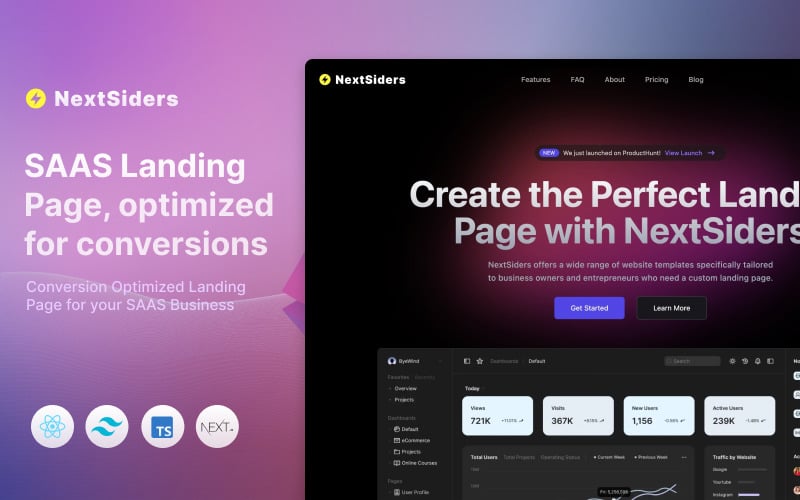 nextsiders nextjs saas landing page template original