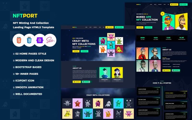 nftport nft mintingcollection landing page html template original