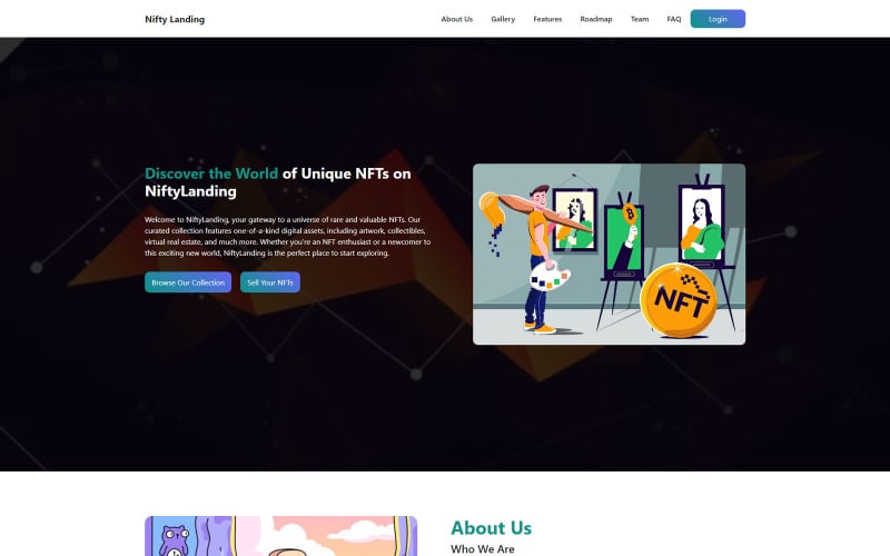 nifty landing nft landing page template original