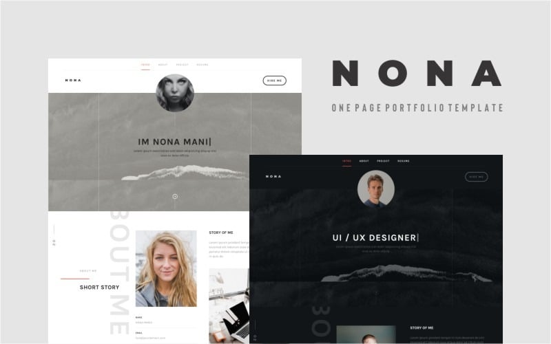 nona personal portfolio landing page template original