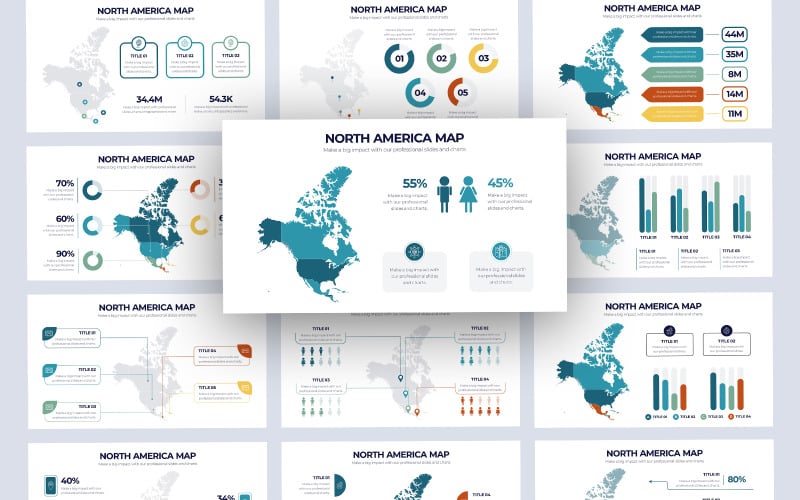 north america vector map infographic powerpoint template original