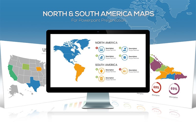 north south america maps powerpoint template original