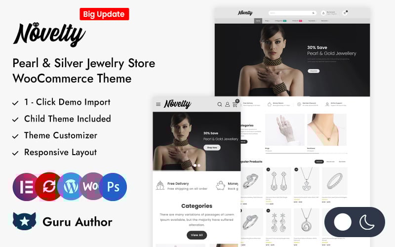 novelty pearl amp silver jewelry store elementor woocommerce responsive theme original