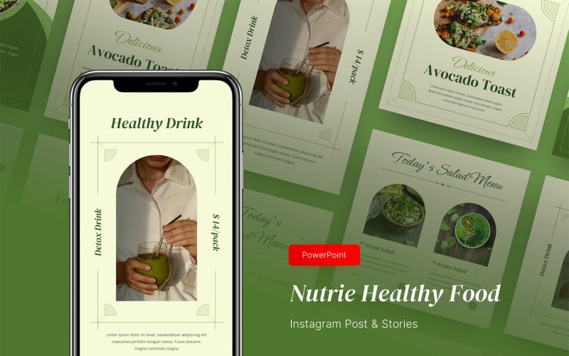 nutrie healthy food instagram post and stories powerpoint template original