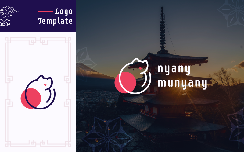 nyany munyany japanese minimal cat logo original