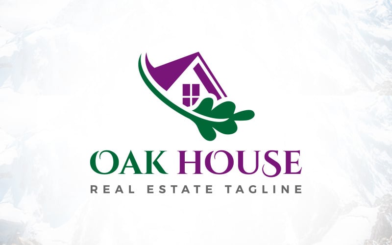 oak house green real estate logo design original