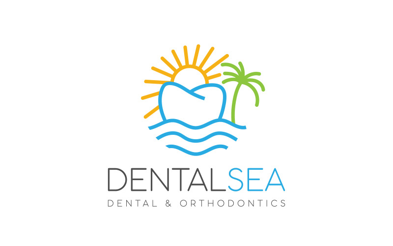 ocean sea beach dental logo design original