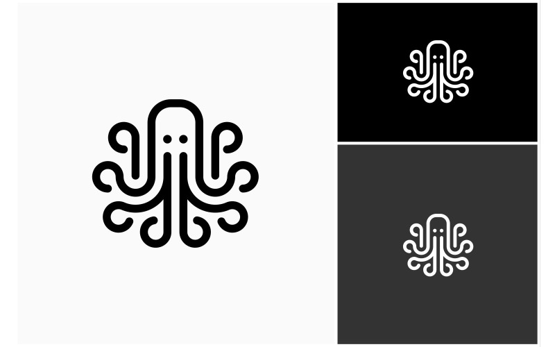 octopus squid line art logo original