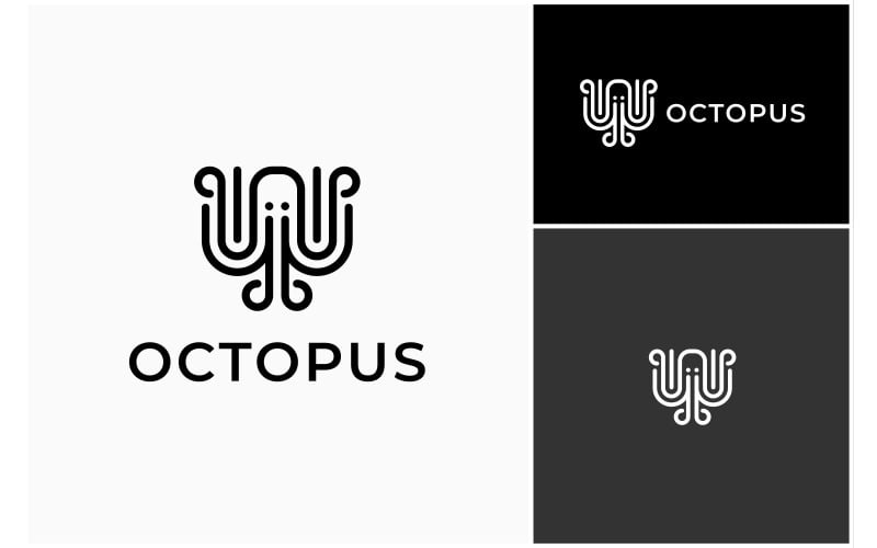 octopus squid tentacle line art logo original