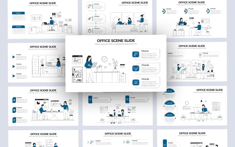 office scenes vector infographic powerpoint template original