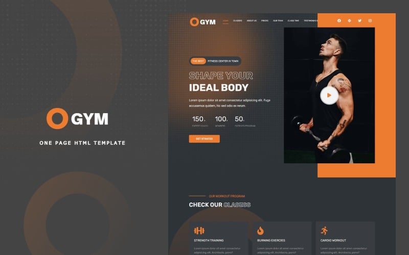 ogym body builder and gym landing page bootstrap template original